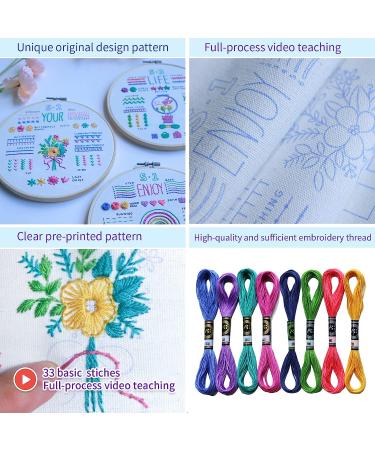 ETSPIL Embroidery Kit for Beginners - Learn 33 Stitches, Includes Hoop, Color Threads & Easy Instructions - Buy Online on GoSupps.com