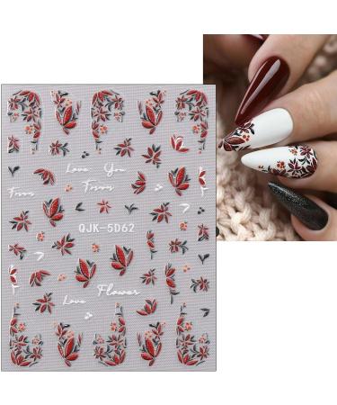 JMEOWIO 6 Sheets 3D Embossed Spring Flower Nail Art Stickers Decals Self-Adhesive 5D Colorful Summer Floral Line Nail Supplies Nail Art Design Decoration Accessories - Buy Online on GoSupps.com