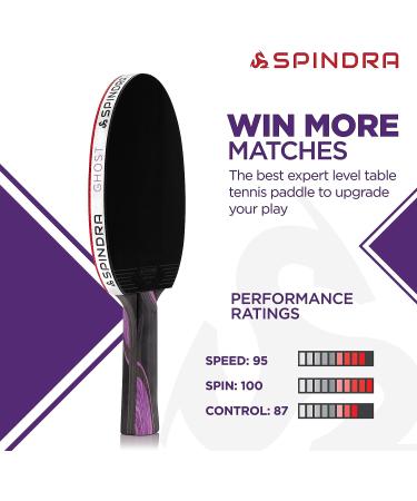 Spindra Ghost Performance Ping Pong Paddle - Dual Offensive Rubber, Durable Carry Case - Expert Table Tennis Racket for Winning Matches - Buy Online on GoSupps.com