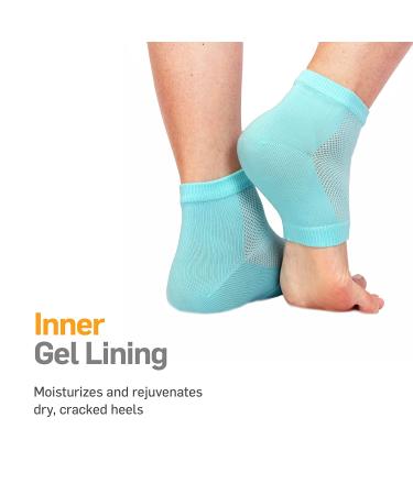 NatraCure Aqua Blue Vented Moisturizing Gel Heel Sleeves for Cracked Heels and Dry Feet - Regular Size - Buy Online on GoSupps.com