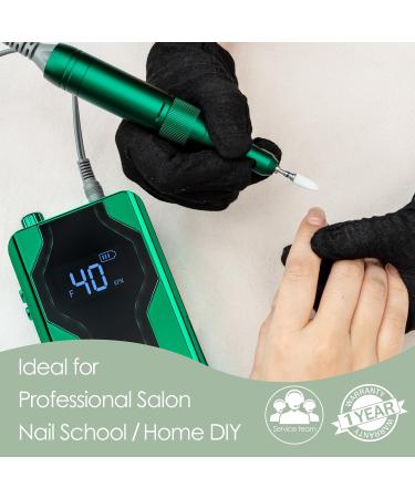 Delanie 40000 RPM Electric Nail Drill E File Rechargeable Portable with 8 Bits for Nail Polish Acrylic Gel Electric Nail File Professional Perfect Gift for Nail Lover-Emerald Green - Buy Online on GoSupps.com