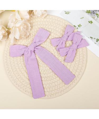DEEKA Light Purple Cotton Linen Hair Bows 2 Sizes 5"&3.5" Soft Hair Bow set for Toddler Girls Long Ponytail Knot Bows Alligator Clip Hair Accessories for Little School Girls (Light Purple) - Buy Online on GoSupps.com