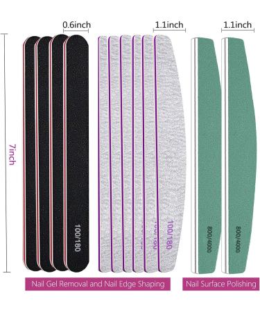 Roleelex Nail Files and Buffers Set 12 Pieces Acrylic Professional 100/180 Grit Emery Board 800/4000 Grit Buffer Block for Home and Salon - Buy Online on GoSupps.com