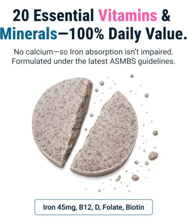 BariatricPal Multivitamin ONE 1 per Day! Bariatric Multivitamin Chewable with 45 mg of Iron | Orange Citrus | Vitamin for Bariatric Surgery Patients | 30 Count (1 Month Supply) - Buy Online on GoSupps.com