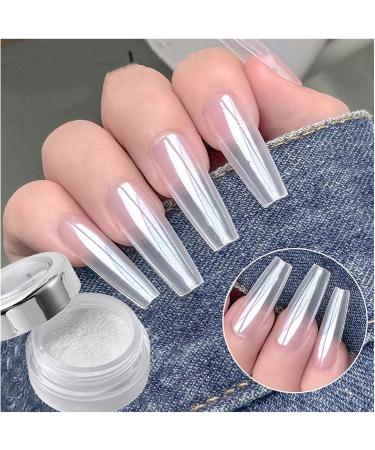 Poudre paillet e Blanche nacr e for Ongles Chrome Blanc Clair de Lune Poudre frotter Coquillage argent Miroir Fournitures for Nail Art d coration F-068 - Buy Online on GoSupps.com