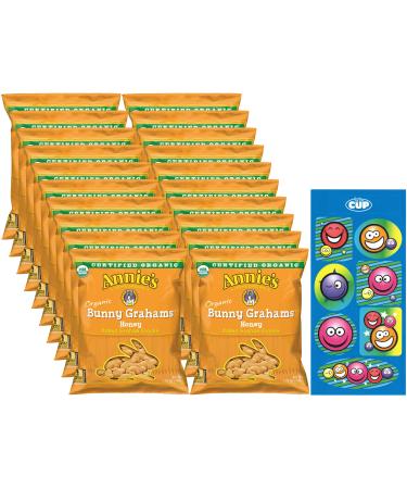 Annie's Organic Baked Graham Snacks Honey Bunny Grahams (Pack of 20) with By The Cup Stickers
