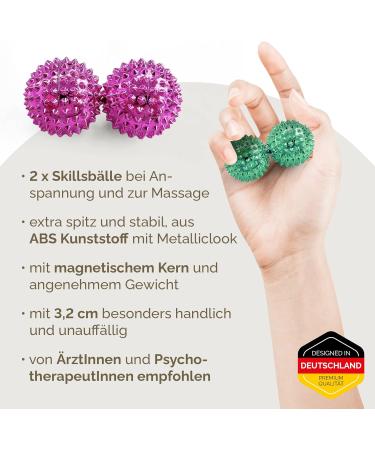 2x DBT Skills Hedgehog Balls | Magnetic Acupressure Stress Relief Ball | Tension Relief & Improved Mobility | Pink/Green | 32mm - Buy Online on GoSupps.com