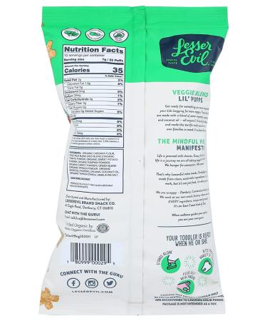 LesserEvil Organic Veggie Blend Lil' Puffs 2.5 OZ - Healthy Snack for Kids - Buy Online on GoSupps.com