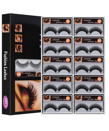Arqumi False Eyelashes 10 Pairs Synthetic False Lashes for Party Wedding Concert Festival Activity Black