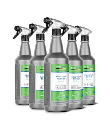 Ferdoclean organic plastic cleaner for window frames garden furniture & more |5 x 1000ml cleaner for all plastic surfaces |PVC cleaner against stubborn dirt 200 ml (5 Pack)