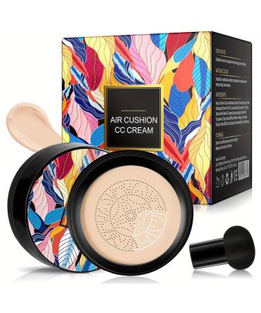 Mushroom Head Air Cushion CC Cream Upgraded BB Cream Face Makeup Foundation Moisturizing Full Coverage CC Cream Waterproof and Long-Lasting Matte Concealer for All Skin Types (#B - ivory white)