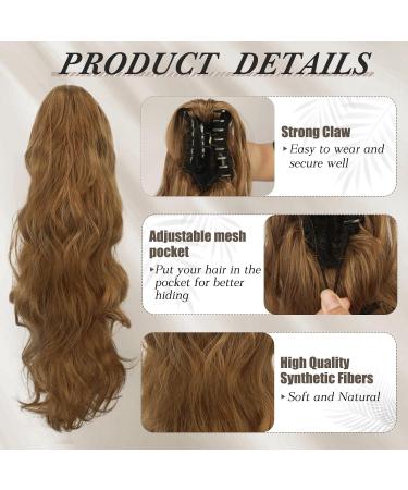 BARSDAR Long Wavy Curly Ponytail Extension 20 Golden Brown Mix Blonde - Clip-in Synthetic Hairpiece for Women - Buy Online on GoSupps.com