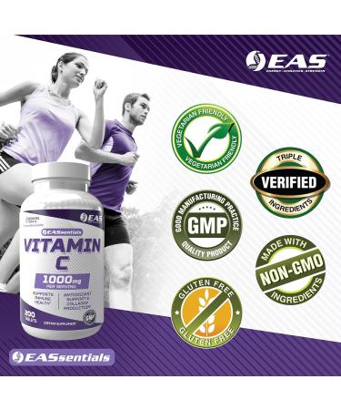 EAS Vitamin C 1000mg | Supports Immune Health & Collagen Production | High Potency Antioxidant Support | Better Absorption with Cyclosome Delivery | 200 Tablets - Buy Online on GoSupps.com