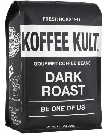 Koffee Kult Dark Roast Whole Coffee Beans - Small Batch Gourmet Aromatic Artisan Blend 100% Arabica Coffee Beans Organically Sourced Espresso Beans (32oz) 2 Pound (Pack of 1)