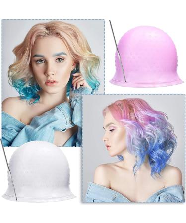 Silicone Hair Highlighting Cap - Reusable Dye Tools with Metal Hook (Purple/Pink) - Buy Online on GoSupps.com