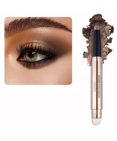 Liyloihi Eyeshadow Stick  Cream Eye Shadow Pencil Crayon Brightener Makeup with Soft Smudger  Waterproof & Long Lasting Eye Highlighter Makeup (07 Cocoa Brown Shimmer)