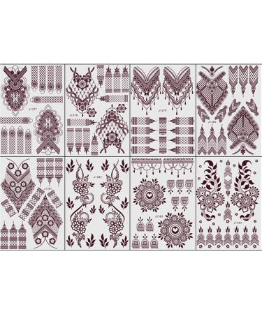 Siopob Brown Body Sticker Kit - Exquisite Lace Waterproof Fake Body Stickers Adhesive Body Stencils Markers For Shopping Reunions Club Nights Halloween