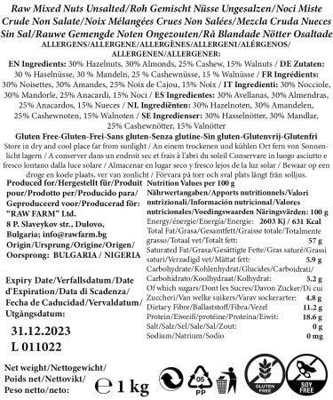 1 kg Raw Mixed Nuts - Hazelnut Almond Cashew Walnut Kernels - Buy Online on GoSupps.com