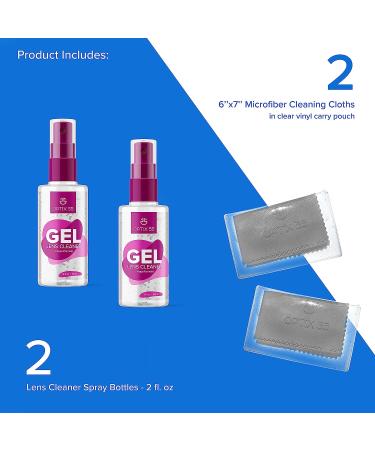 2oz Gel Lens Cleaner Kit with Microfiber Cloths | Safe for AR Coated Lenses | For Glasses, Screens, Electronics (4oz Pink) - Buy Online on GoSupps.com