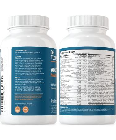 Dr. Tobias Adult Multivitamin for Energy & Immune Support, 90 Tablets - Non-GMO, 42 Fruits & Vegetables, Probiotics - Daily Multivitamins for Men & Women - Buy Online on GoSupps.com