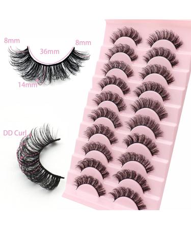 Losha DD Curl Russian Strip Lashes 10 Pairs Pack - Wispy False Eyelashes for Lash Extension Look (D03) - Buy Online on GoSupps.com