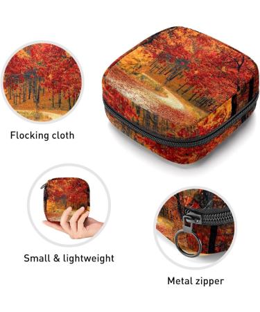 Autumn Leaves Sanitary Napkin Storage Bag - Multi-colored Portable Period Pouch for Women & Teens - Buy Online on GoSupps.com