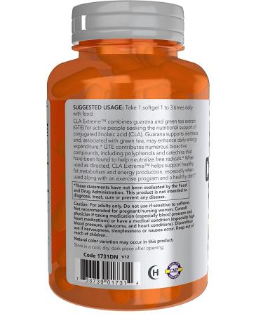 NOW CLA Extreme Softgels with Guarana & Green Tea - 90 Count - Buy Online on GoSupps.com