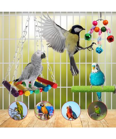 Quozio Parrot Toys | Natural Wood Bird Toys Hanging Bells Swings & Ladders for All Birds - International Shipping - Buy Online on GoSupps.com