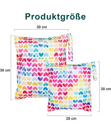 Loscarol 2-Piece Wet Bag Set | Large Kindergarten & Small Diaper Bag | Personalized Baby Cloth Diaper Bags (Heart Design) - International Shipping - Buy Online on GoSupps.com