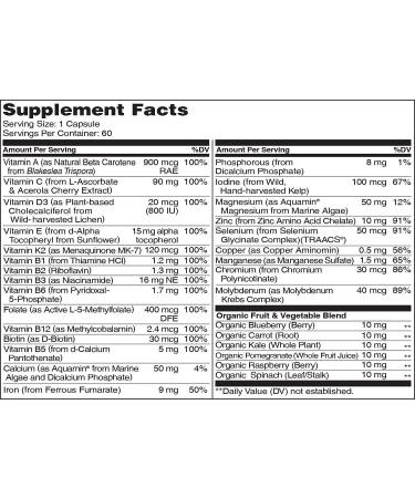 NATURELO Women's Energy Support Multivitamin - Whole Food Supplement for Hair, Skin, Nails - Non-GMO, Gluten Free - 60 Capsules x 2 | 2 Month Supply - Buy Online on GoSupps.com