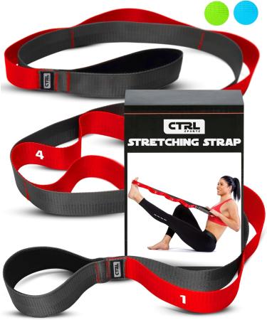 Stretching Strap with Loops - Non Elastic Stretch Band for Physical Therapy, Yoga Strap for Stretching Equipment, Stretch Bands for Exercise and Flexibility - Fascia, Hamstring & Leg Stretcher Belt 10 Loops - Red - Buy Online on GoSupps.com