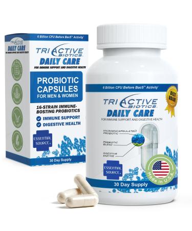 TriActive Biotics Daily Care - Probiotics for Women and Men Prebiotic Blend with 6 Billion CFU - Probiotics for Digestive Health - Support Gut Health Immune Defense - 30 Capsules 30 Count (Pack of 1)