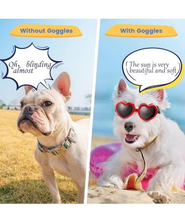 UV Protective Heart Shape Dog Sunglasses - Adjustable Windproof & Waterproof for Small Dogs (Red) - Buy Online on GoSupps.com