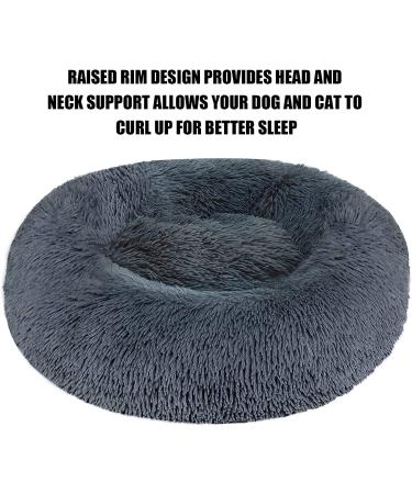 Calming Donut Cuddler Pet Bed Anti-Anxiety, Machine Washable, Waterproof Medium 30x30 - Dark Grey - Buy Online on GoSupps.com