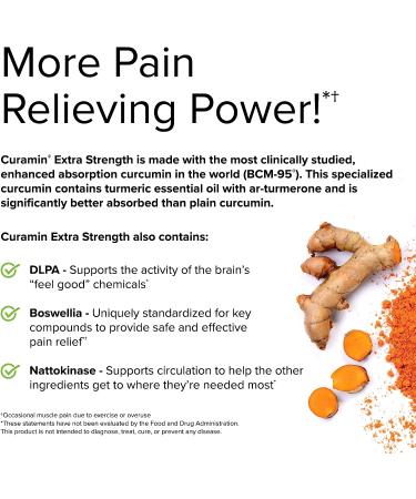 Terry Naturally Curamin Extra Strength - 120 Tablets - Natural Non-Addictive Pain Relief Supplement with Curcumin, Boswellia, DLPA & Nattokinase - Non-GMO, Vegan - 40 Servings - Buy Online on GoSupps.com