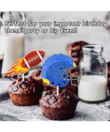 Rugby Ball Dessert Cupcake Topper Super Bowl Touchdown Sport Game Day Theme Decor Supplies Men Boys Happy Birthday Party Decorations set 18pcs Glitter - Buy Online on GoSupps.com