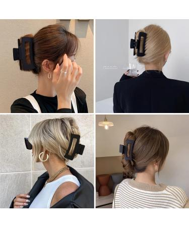 Matte Square Claw Hair Clips Set - 4 PCS | All-Black, Cute Hair Accessories for Women - Buy Online on GoSupps.com