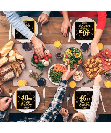 40 Black & Gold Birthday Napkins - Elegant 33x33cm Party Supplies for Men & Women - Perfect for 40th Birthday Decorations - Buy Online on GoSupps.com