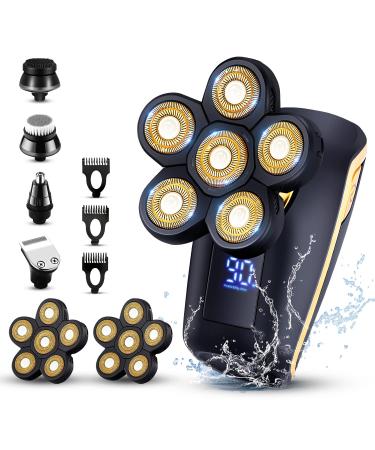 Roziapro Head Shavers for Men 6D Electric Rotary Shaver Multifunctional Mens Bald Head Shaver Cordless Electric Razor for Men Waterproof Head Shaver Rechargeable Razors for Balding Man