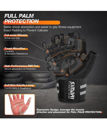 SIMARI Workout Gym Gloves Weight Lifting Gloves with Wrist Wrap Support SBR Pad Grip for Full Palm Protection - Fingerless - black - medium - Buy Online on GoSupps.com
