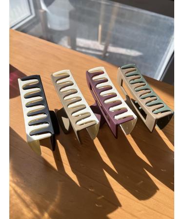 4 Pack of Trendy Two-Colored Rectangular Hair Sharktooth Claws - 4.1 inches - Buy Online on GoSupps.com