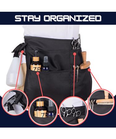 SupplyMaid Waterproof Waist-Length Hair Stylist Apron - 5 Pockets, Bleach-proof, Ideal for Barber, Salon, Cutting and Styling - Cosmetology Black - Buy Online on GoSupps.com