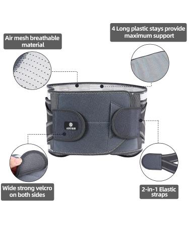 ABYON Lower Back Support Belt - Air Mesh Adjustable Brace for Men and Women with Herniated Disc, Sciatica, Scoliosis - Size S 29.5-34.2'' - Grey-White - Buy Online on GoSupps.com