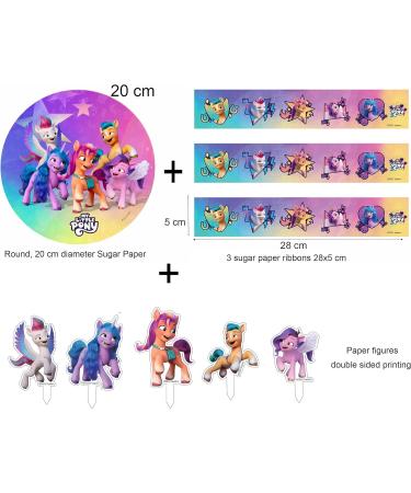 Cardasis My Little Pony Cake Decoration Set | 20cm & 3 Volume Sugar Bands & Paper Figures | Perfect for My Little Pony Theme Parties - Buy Online on GoSupps.com