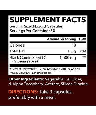 Black Seed Oil Liquid Capsules for Immune & Joint Health - 90 Capsules - Buy Online on GoSupps.com