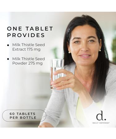 Daily Defense Pure Milk Thistle Herbal Supplements - 450mg Milk Thistle Extract for Liver Detox & Liver Support Supplement - Vegan Dietary Supplements for Women & Men 60 Tablets - Buy Online on GoSupps.com