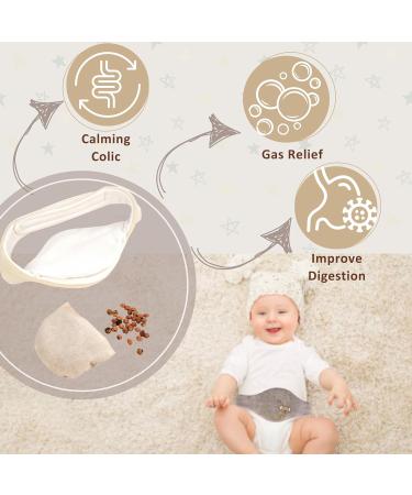 Baby Colic Relief for Newborns | 100% Cherry Seed Heated Tummy Wrap & Swaddling Belt Natural Soothing & Calming Solution (Beige - Buy Online on GoSupps.com