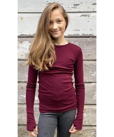 Organic Merino Wool Kids Thermal Long Sleeve Top - Natural Warm Base Layer | Unisex 4 Charcoal - Buy Online on GoSupps.com