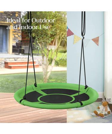 SONGMICS 40 Inch Saucer Tree Swing | 700 lb Load Capacity | Textilene Fabric | Hanging Kit Included | for Kids Outdoor and Indoor Play | Heavy Duty and Safe | Easy Installation | Green and Black - UGSW001G01 - Buy Online on GoSupps.com