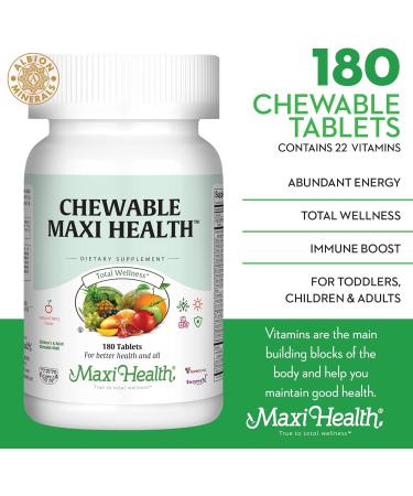 Maxi Health Chewable Multivitamin for Men and Women - Daily Multi Vitamin Supplement (180 Count) - Buy Online on GoSupps.com